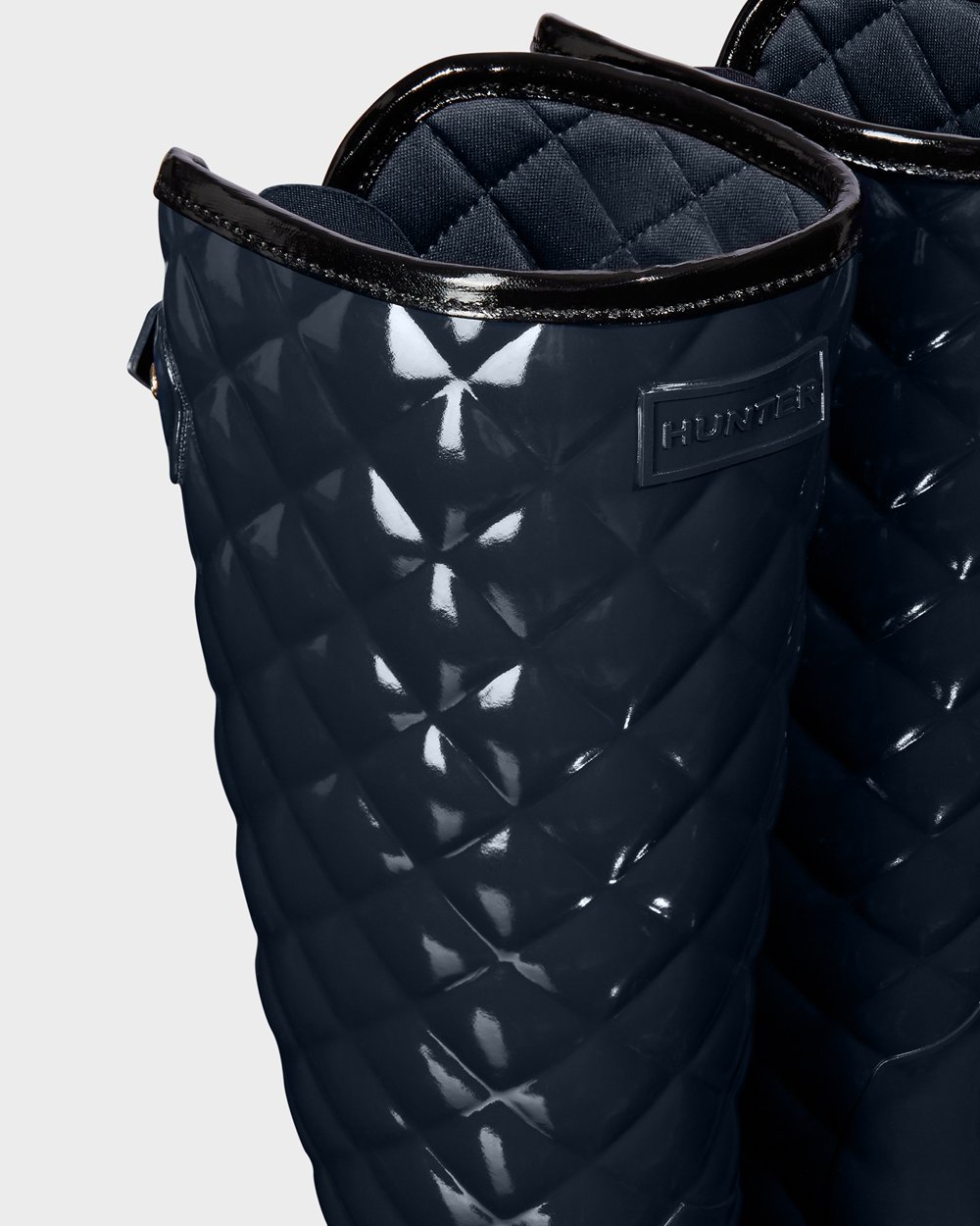 Höga Gummistövlar Dam - Hunter Refined Adjustable Quilted Gloss - Marinblå - 485371-LYD